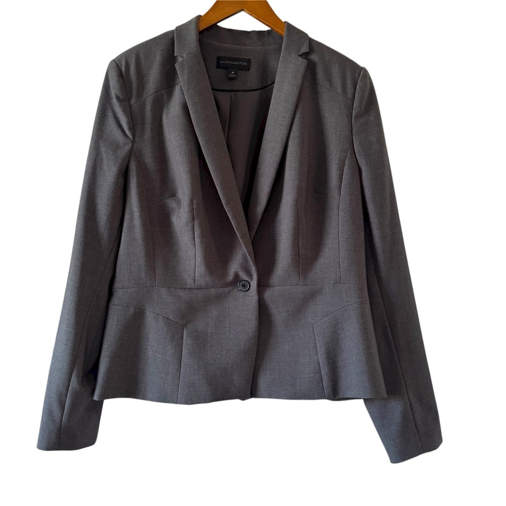 Worthington Women's Tailored Gray Single-Button Blazer